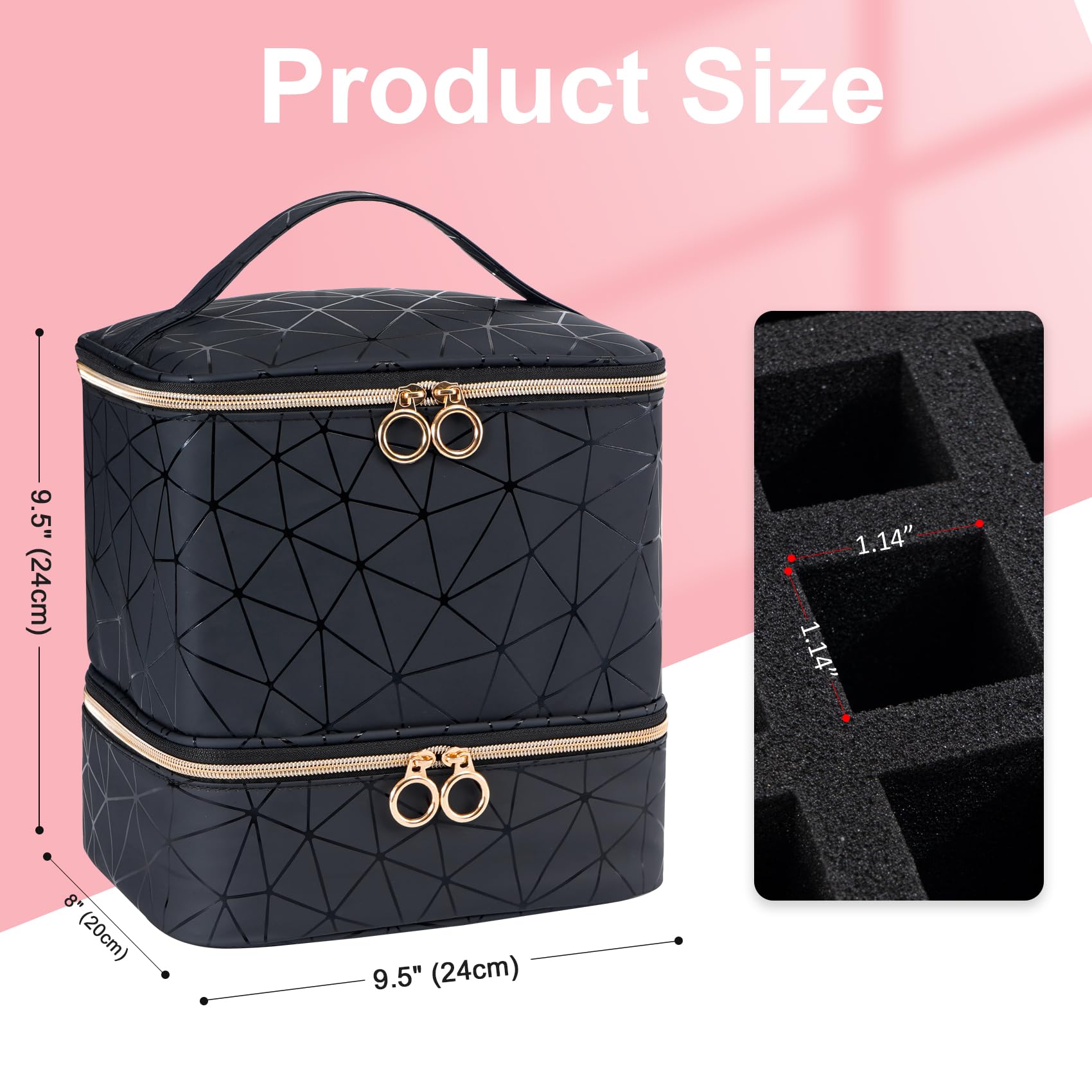 Uross nail polish organizer bag travel setup with removable sponge for cosmetic bag