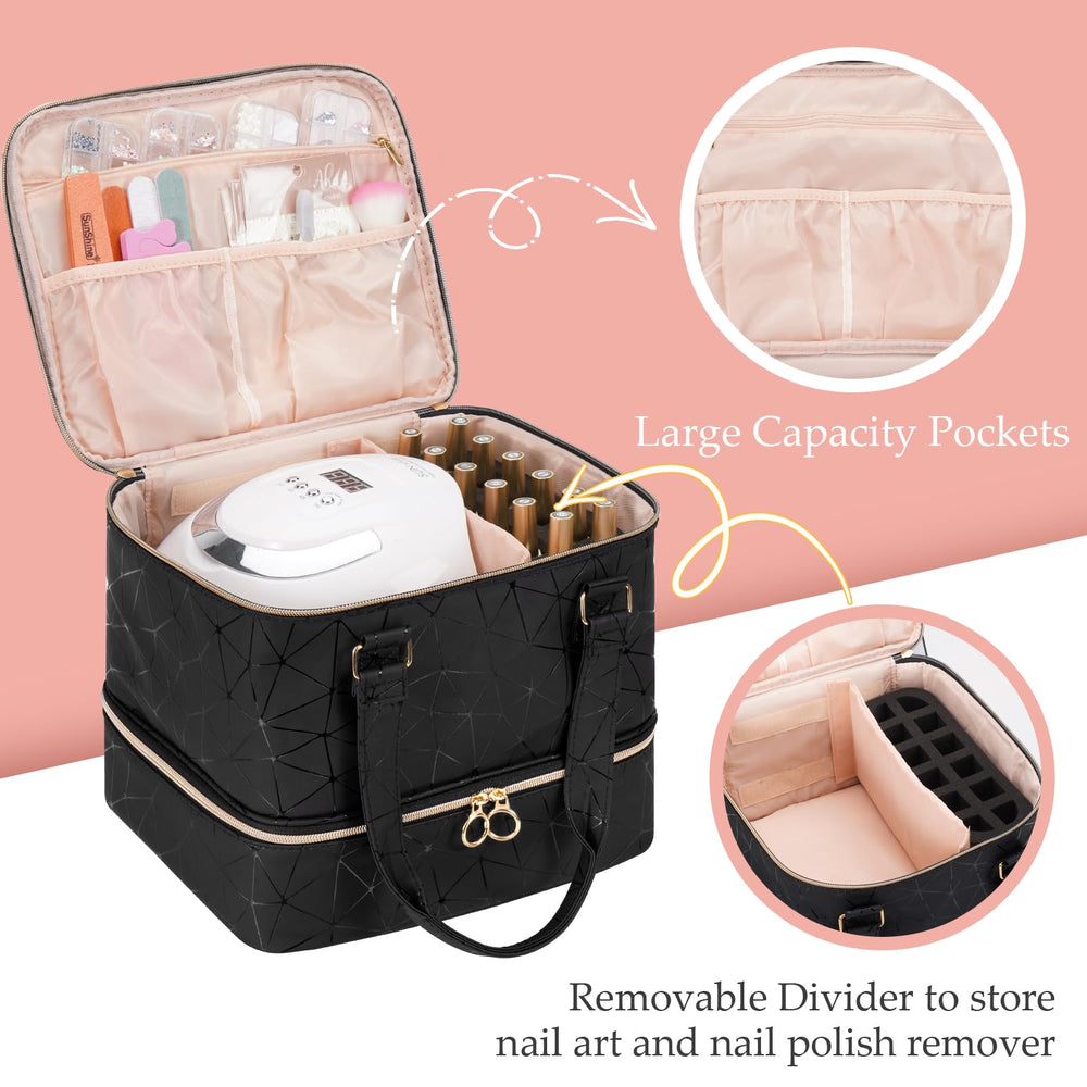 Uross Nail Polish Organizer Bag waterproof PU fabric with cotton lining protects tools during transport