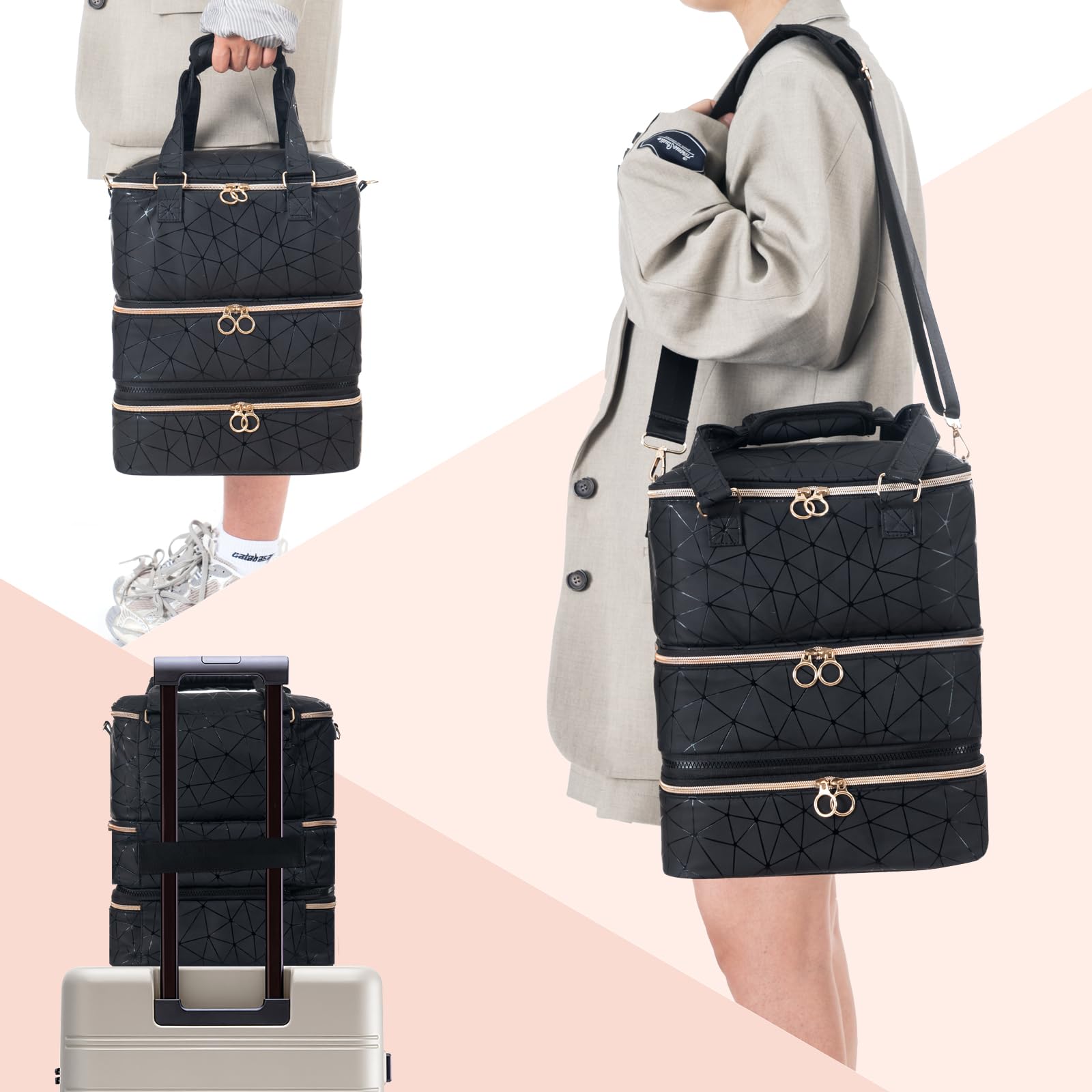 Uross nail polish organizer bag waterproof PU material protects contents during trips.