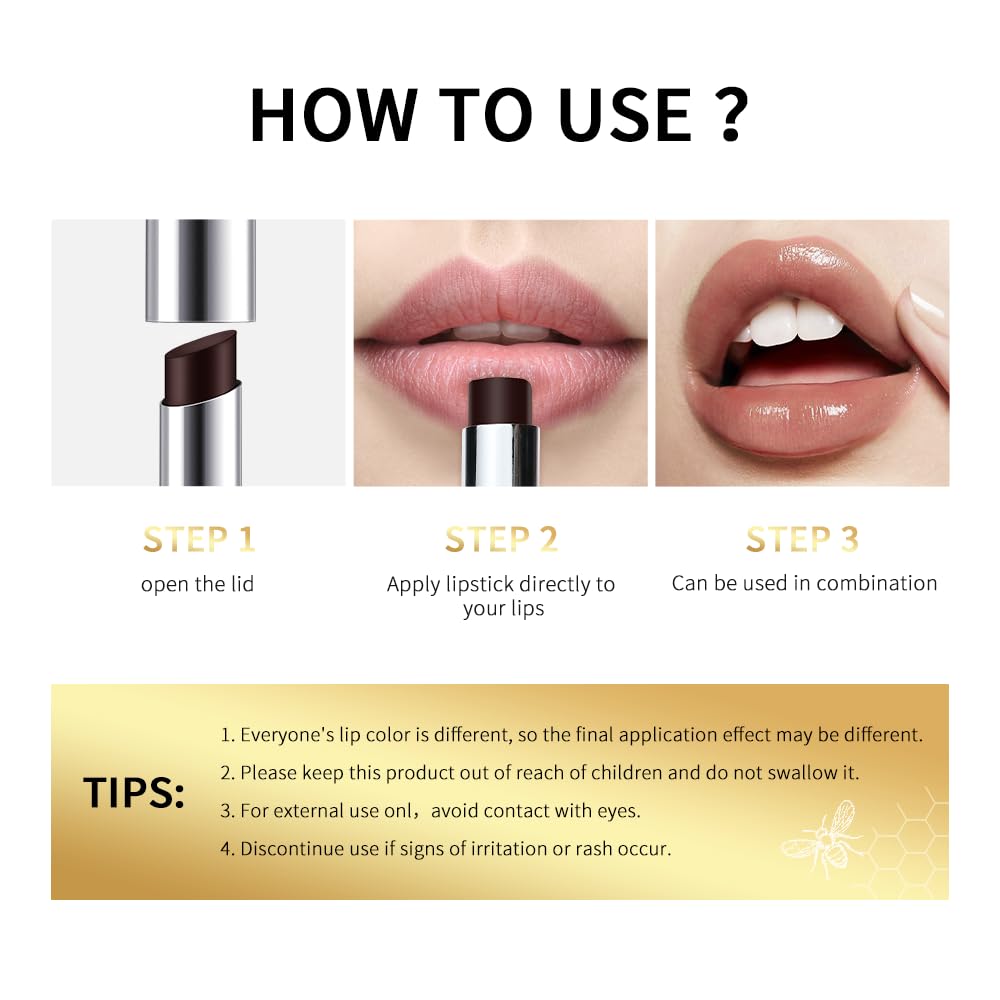 URQT Honey Lipstick in hand beside makeup bag for on the go moisture
