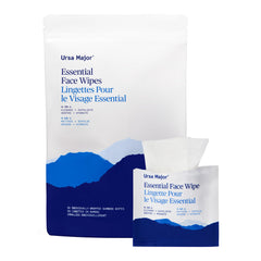 Ursa Major Essential Face Wipes packaging shows compact, travel-friendly design for quick refresh.
