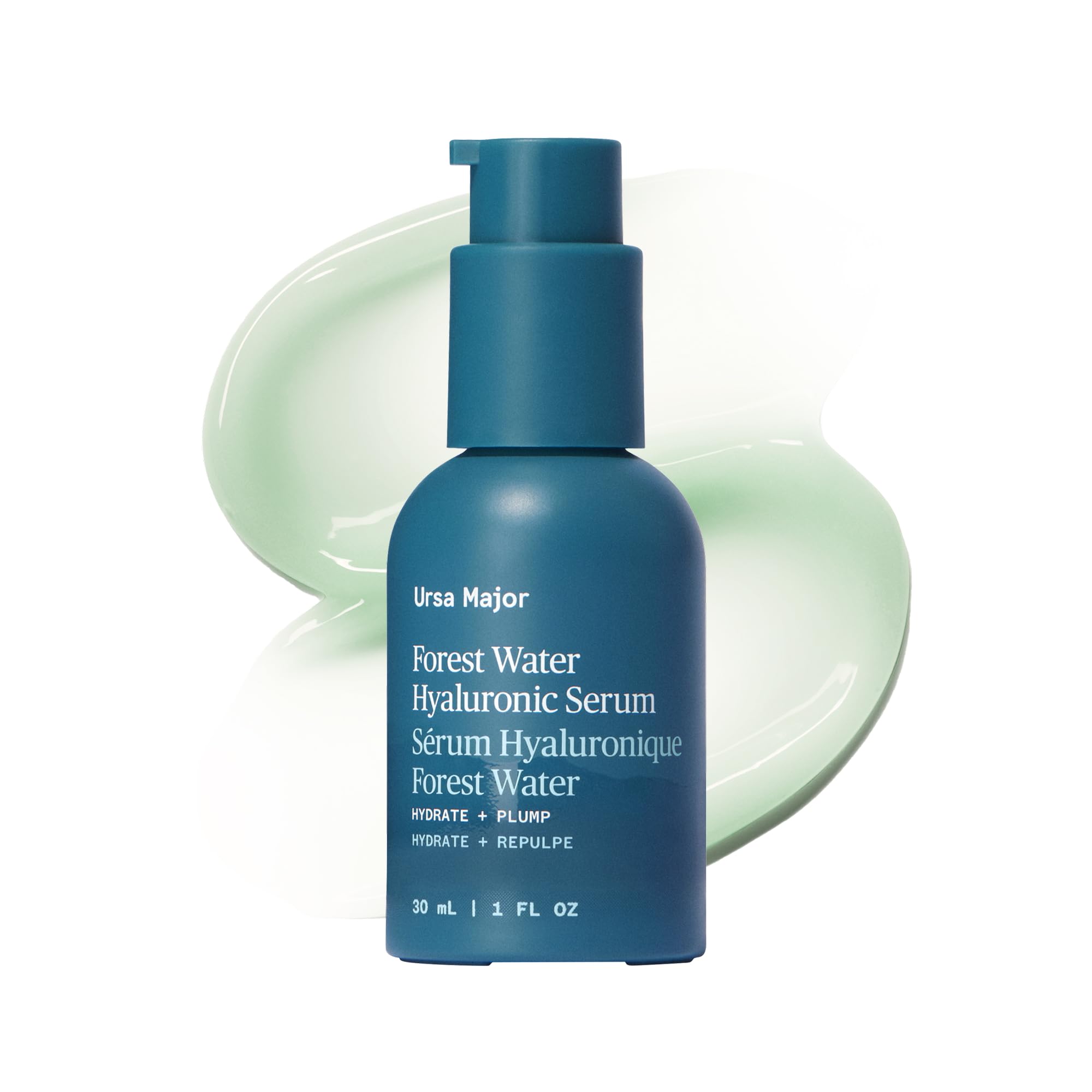 Ursa Major Forest Water Hyaluronic Serum bottle with pump for easy hydration.