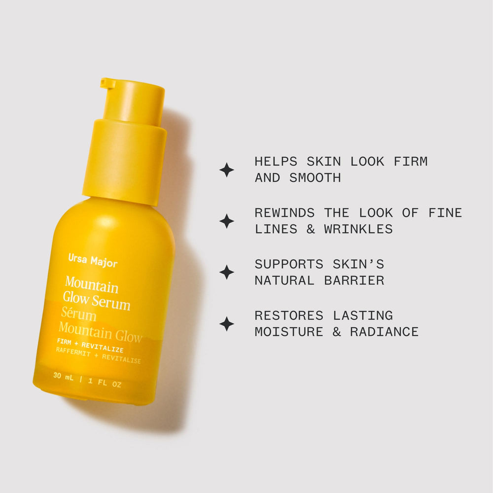 Ursa Major Mountain Glow ingredients visual highlights actives and phytosterols.