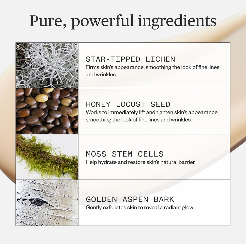 Ursa Major Mountain Glow star-tipped lichen visual implies collagen support.