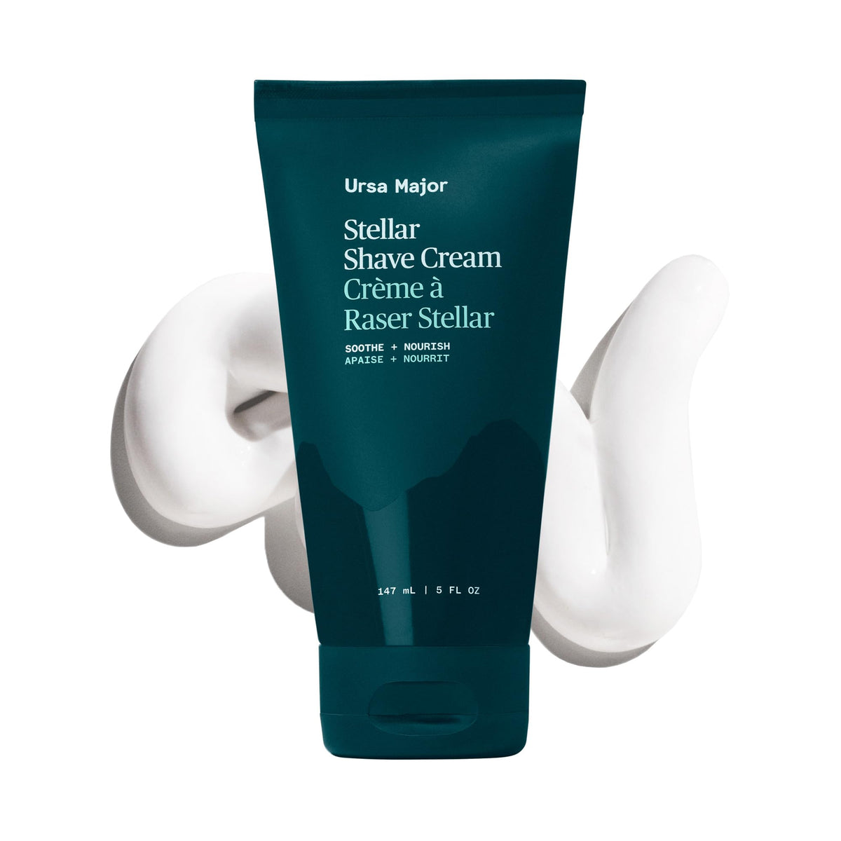Ursa Major natural shave cream jar closeup showing rich texture for smooth shaves.