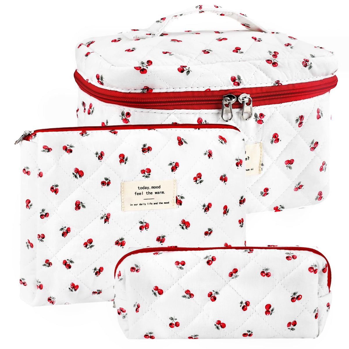 URSKYTOUS coquette large makeup bag front view with quilted design and ample space