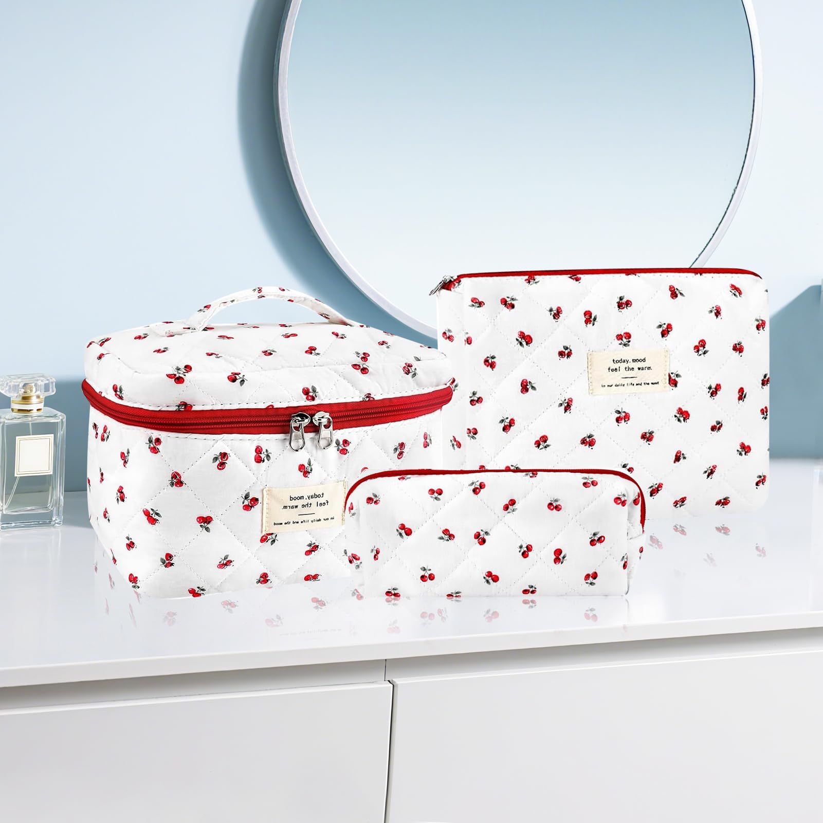 URSKYTOUS coquette small makeup bag floral close-up for daily touch-ups on the go