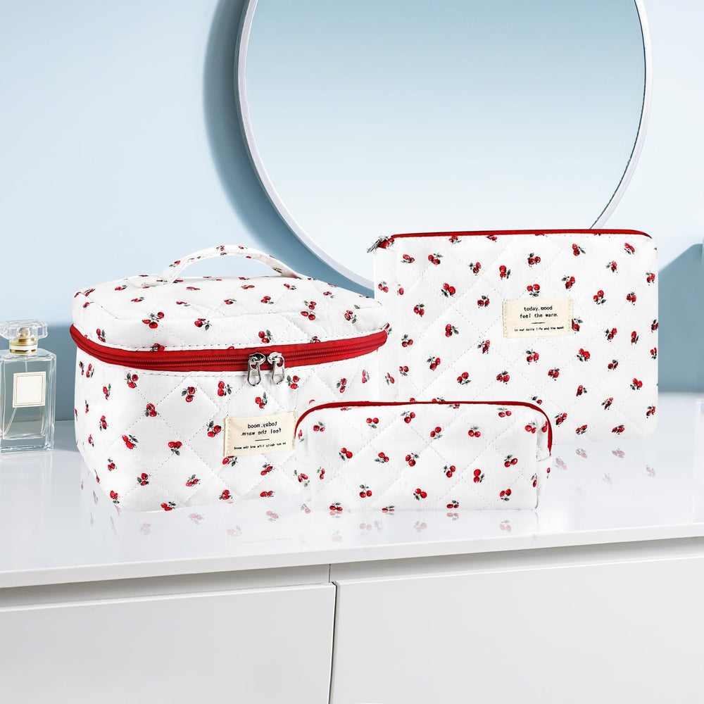 URSKYTOUS coquette small makeup bag floral close-up for daily touch-ups on the go