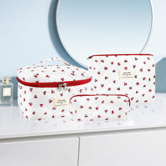 URSKYTOUS coquette small makeup bag floral close-up for daily touch-ups on the go