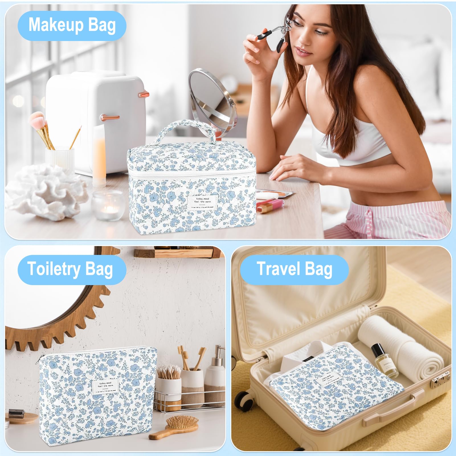 URSKYTOUS floral small pouch ideal for lip color and brushes.