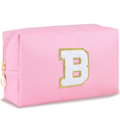 URSKYTOUS initial-makeup-bag pink chenille keeps small items organized on the go