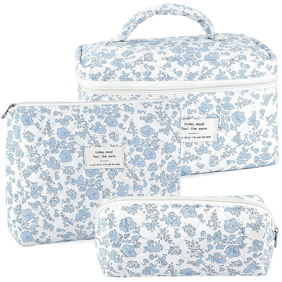 URSKYTOUS quilted makeup bag set in bow travel design for organized cosmetics on the go.