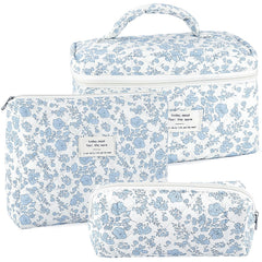 URSKYTOUS quilted makeup bag set in bow travel design for organized cosmetics on the go.
