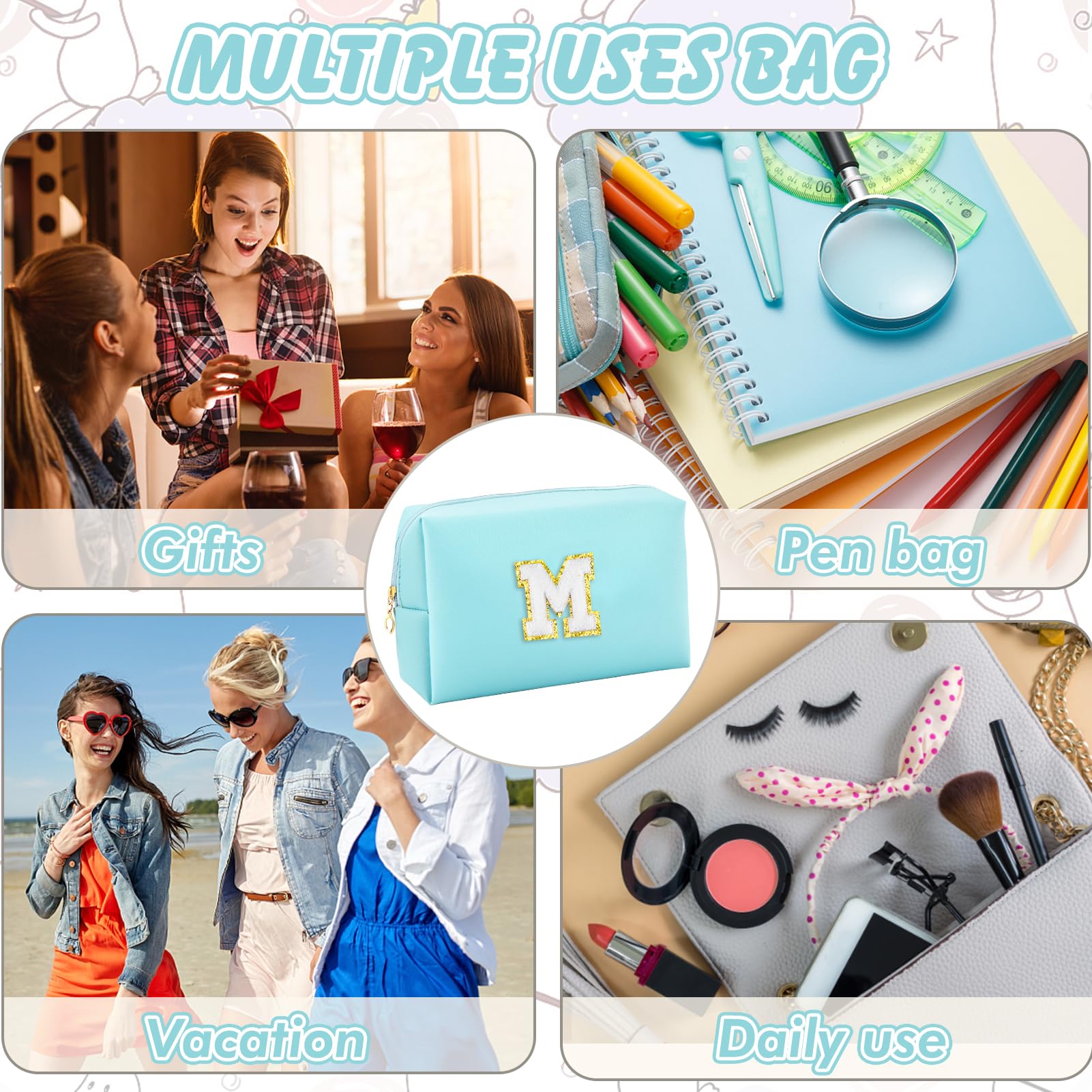 URSKYTOUS travel toiletry bag PU leather close-up emphasizes easy cleaning.