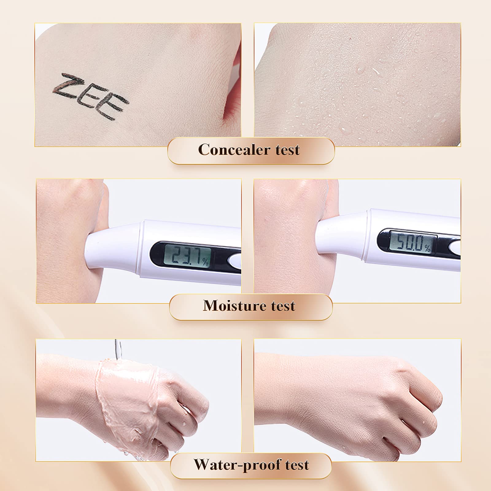 Ursoulney concealing pores and blemishes swatch on skin