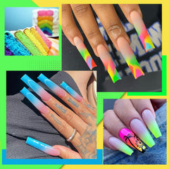 UR SUGAR neon color swatches showing vibrant neon shades for bold nail designs.