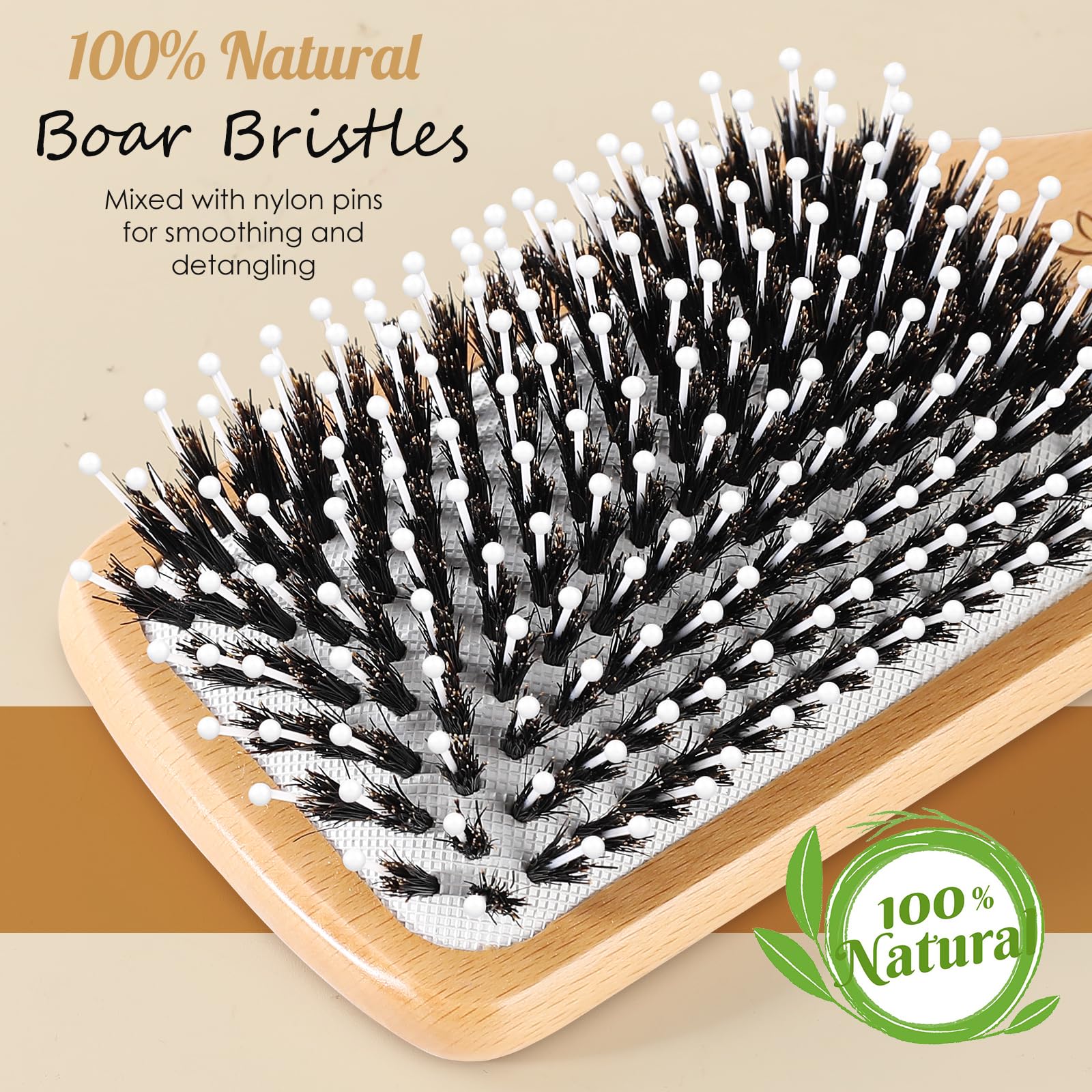 URTHEONE boar bristles close-up highlighting gentle scalp oil redistribution benefits