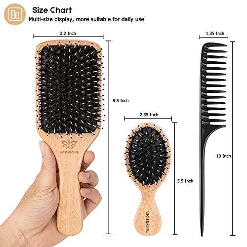 URTHEONE detangling brush in use, easy on kids and adults alike.