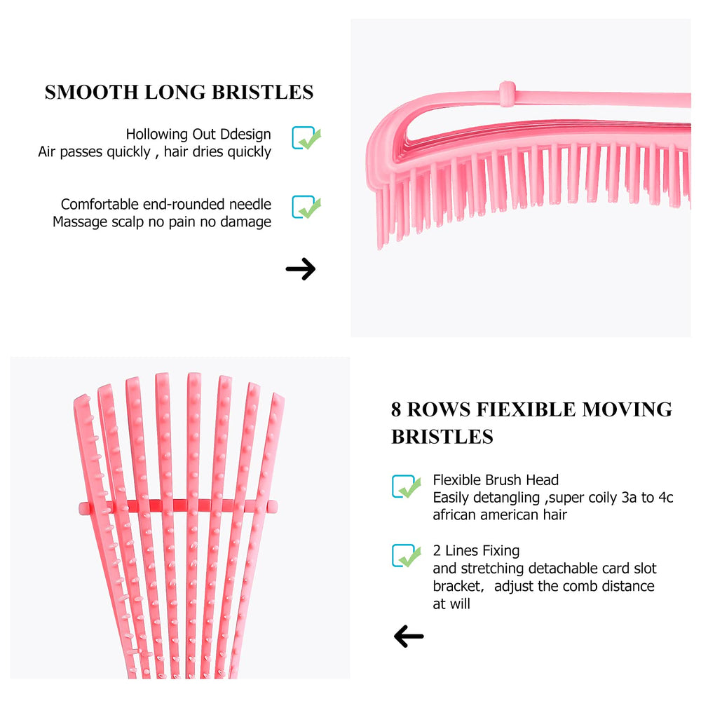 URTHEONE detangling brush close-up shows flexible teeth for gentle detangling.