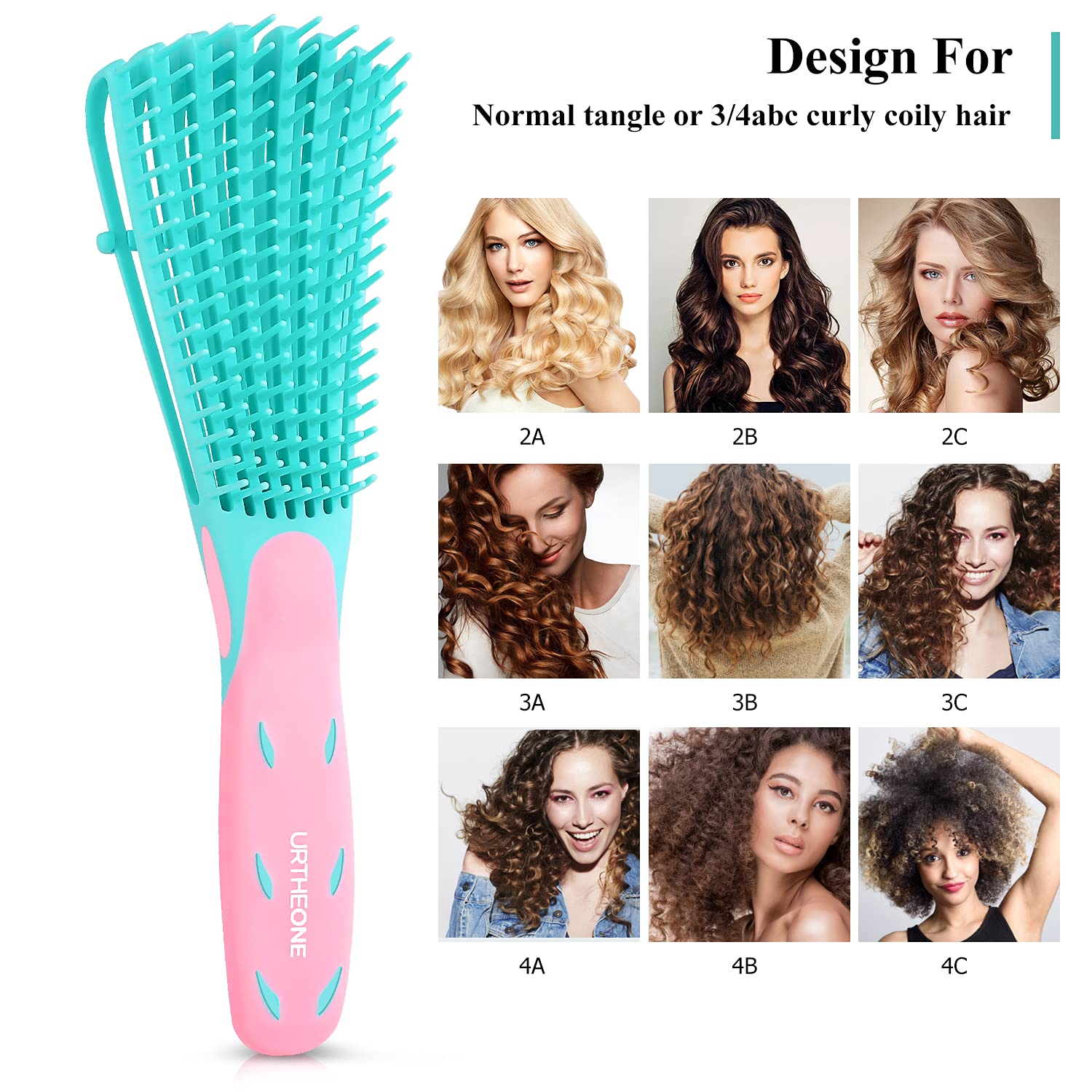 URTHEONE detangling brush with wide-toothed comb enables versatile detangling across textures.