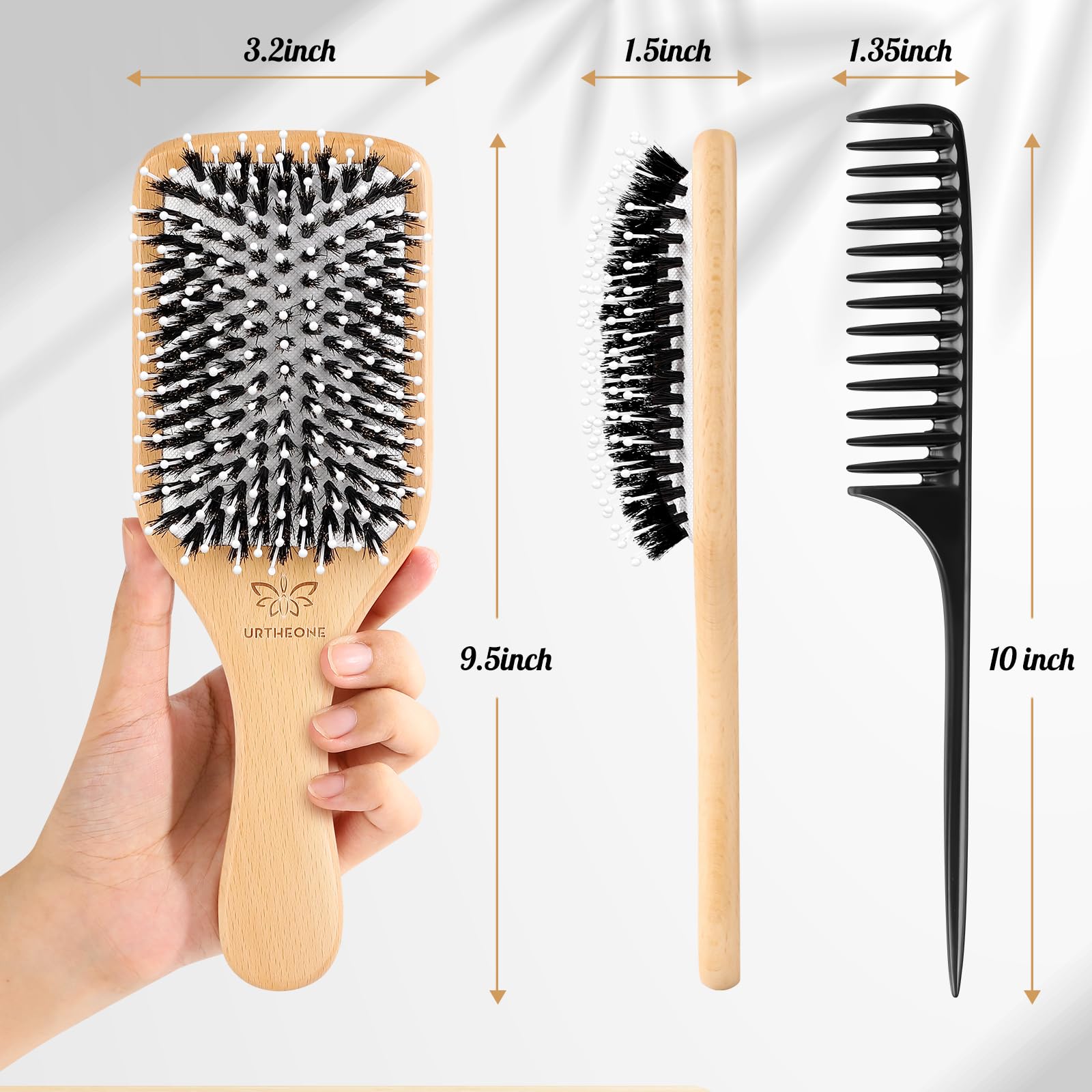 URTHEONE hair brush used on various hair types demonstrates versatility