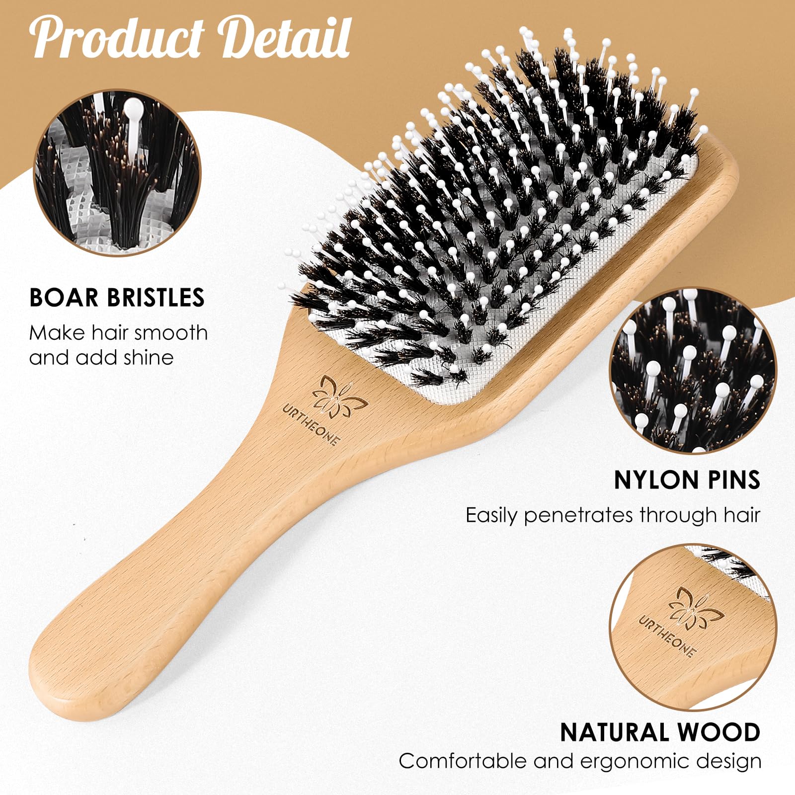 URTHEONE wooden paddle handle detail emphasizing ergonomic, comfortable design