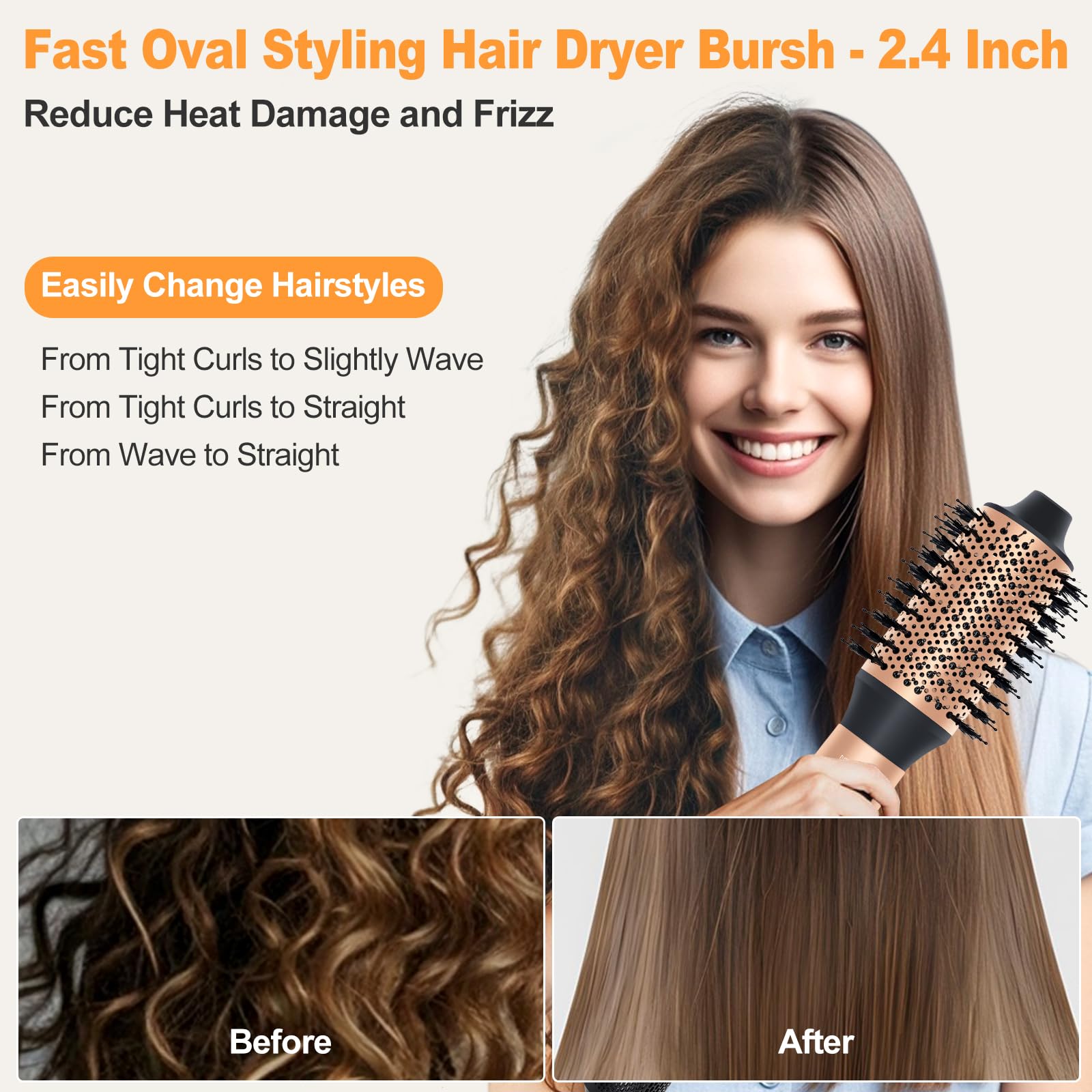 USbelff Nylon Pin Brush Head glides through hair for smooth detangling.