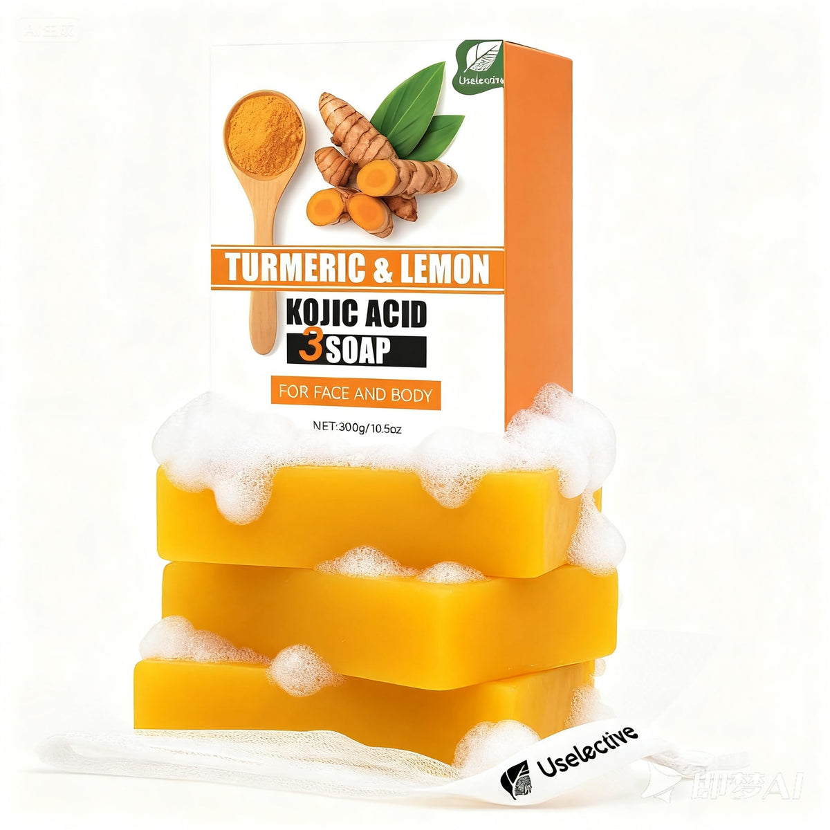Uselective turmeric-lemon-glow-soap-bar-pack-3pcs shows the trio for radiant skin.