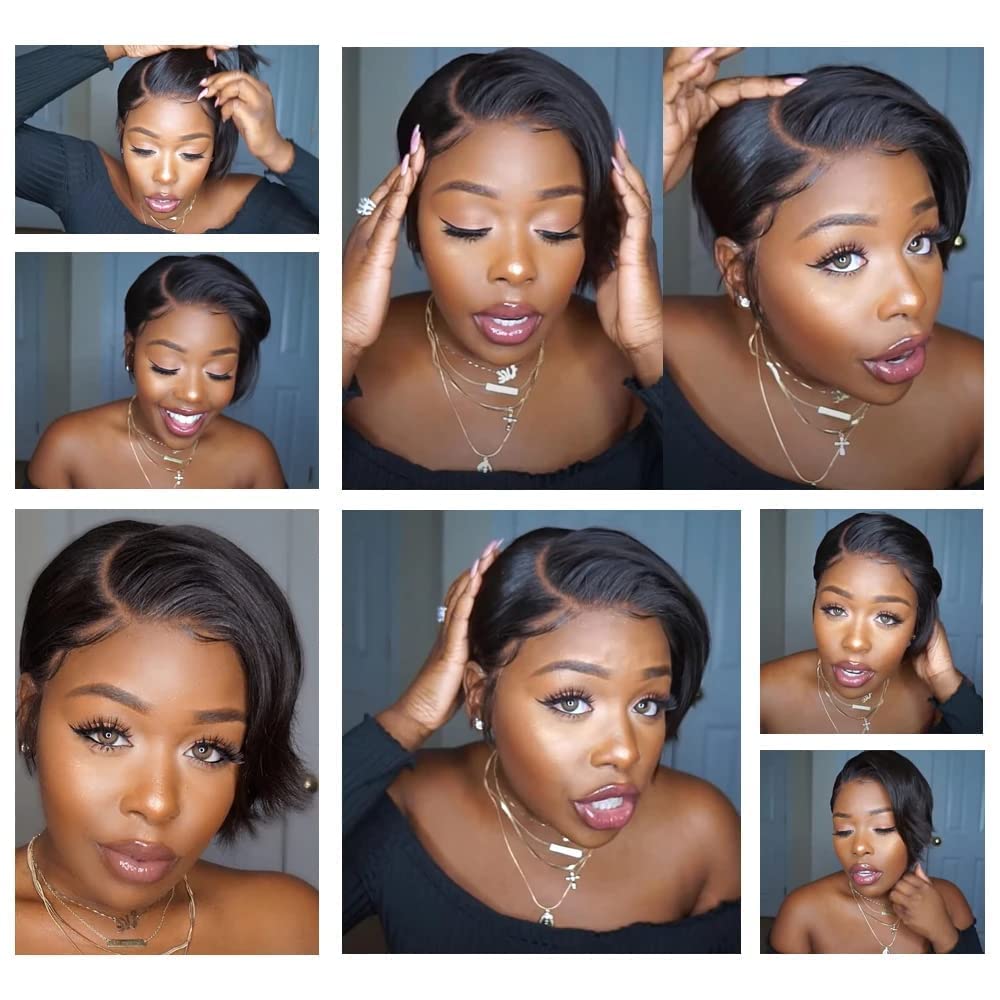 Usexy Hair Pixie Cut Lace Front Wig, close-up baby hair detail