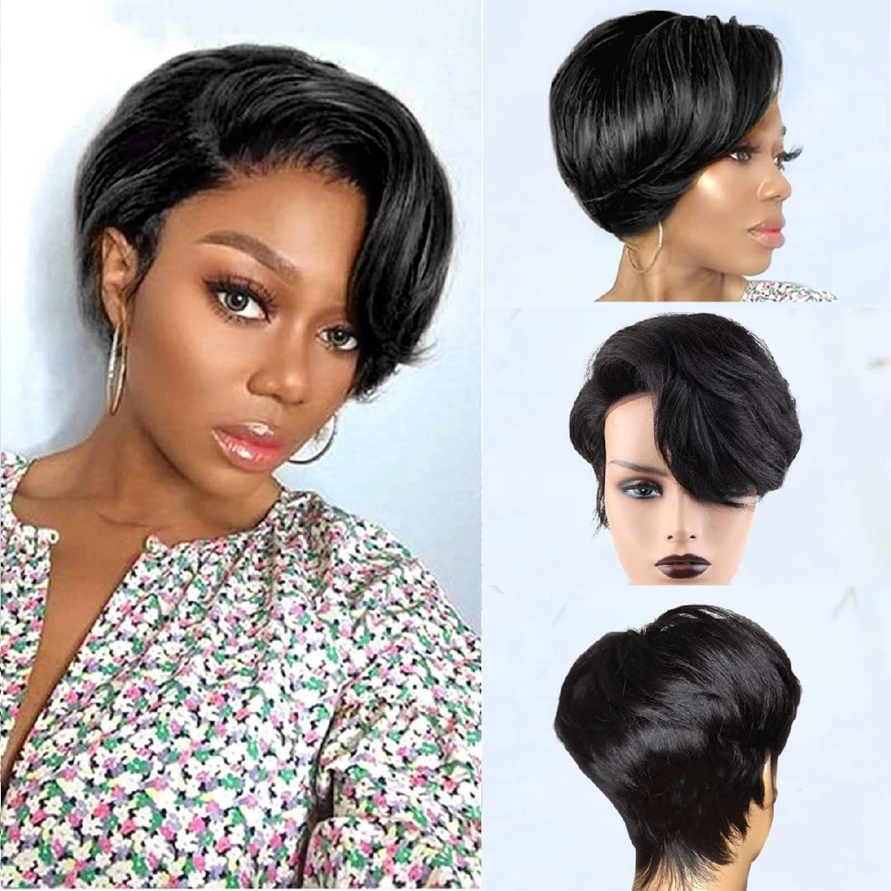 Usexy Hair Pixie Cut Lace Front Wig, wet-and-wavy look after damp styling