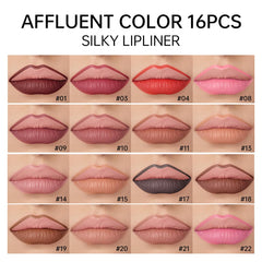 USHAS long-wear lip liner swatches demonstrate extended color longevity.