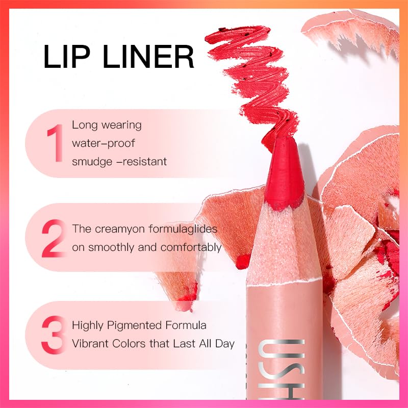 USHAS packaging display shows a compact lip liner kit for on-the-go touchups.