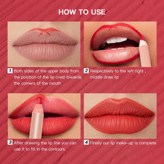 USHAS soft creamy lip liner with wooden body offers easy glide for lips.