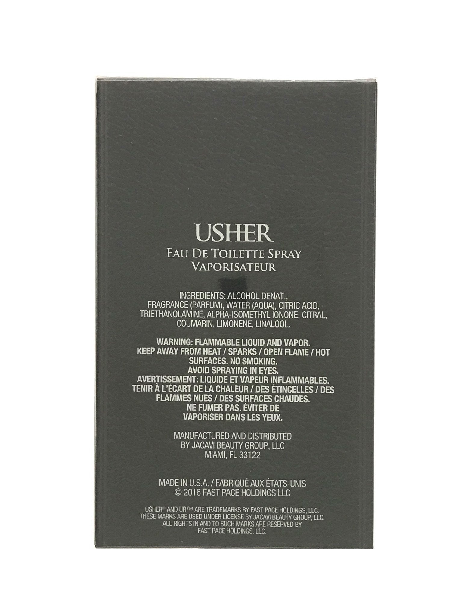 Usher by Usher for Men EDT bottle back view, great for evening occasions