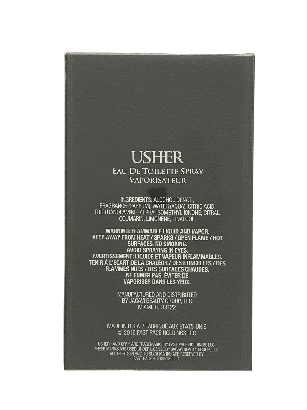 Usher by Usher for Men EDT bottle back view, great for evening occasions