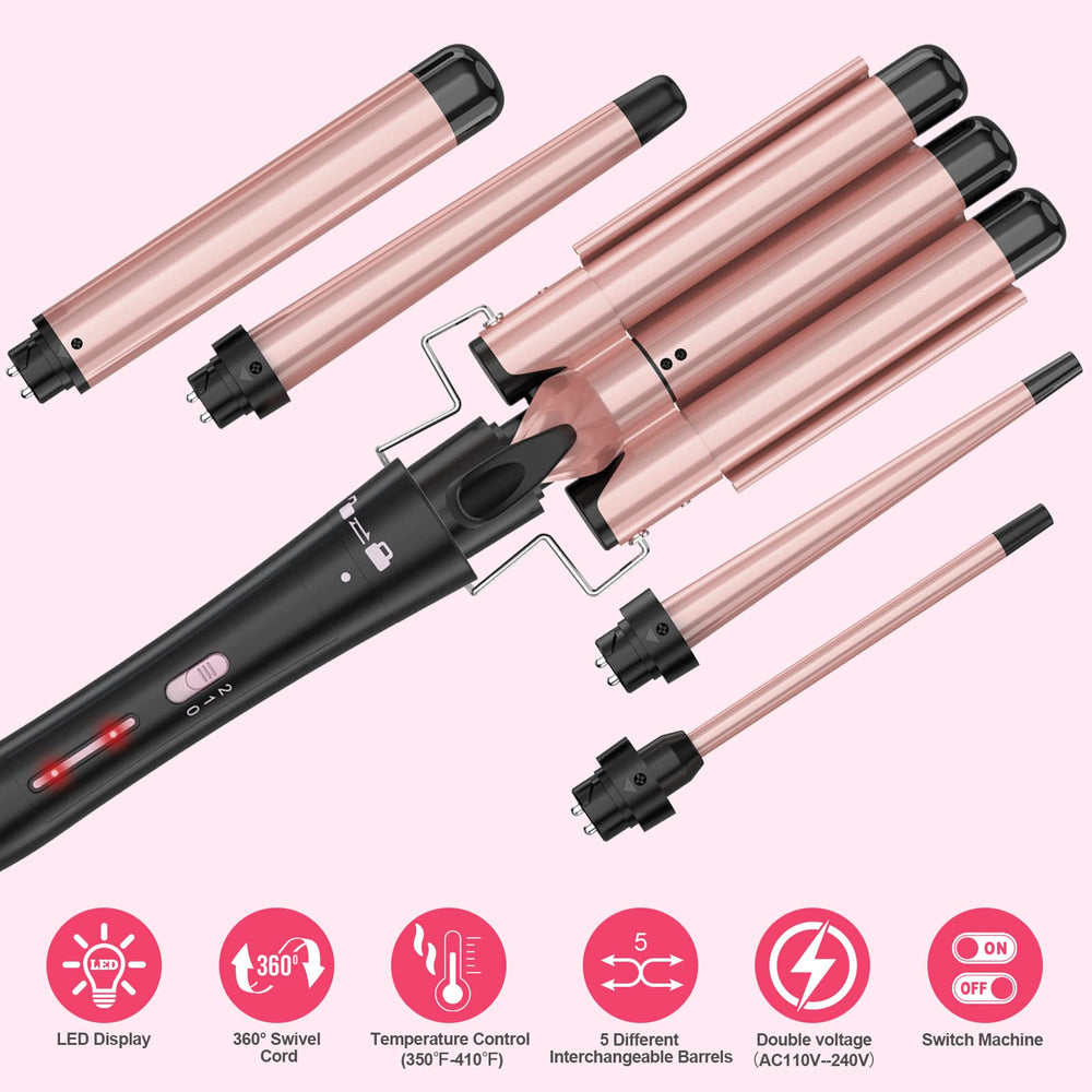 USHOW curls and waves achieved with 5-in-1 wand for versatile looks.