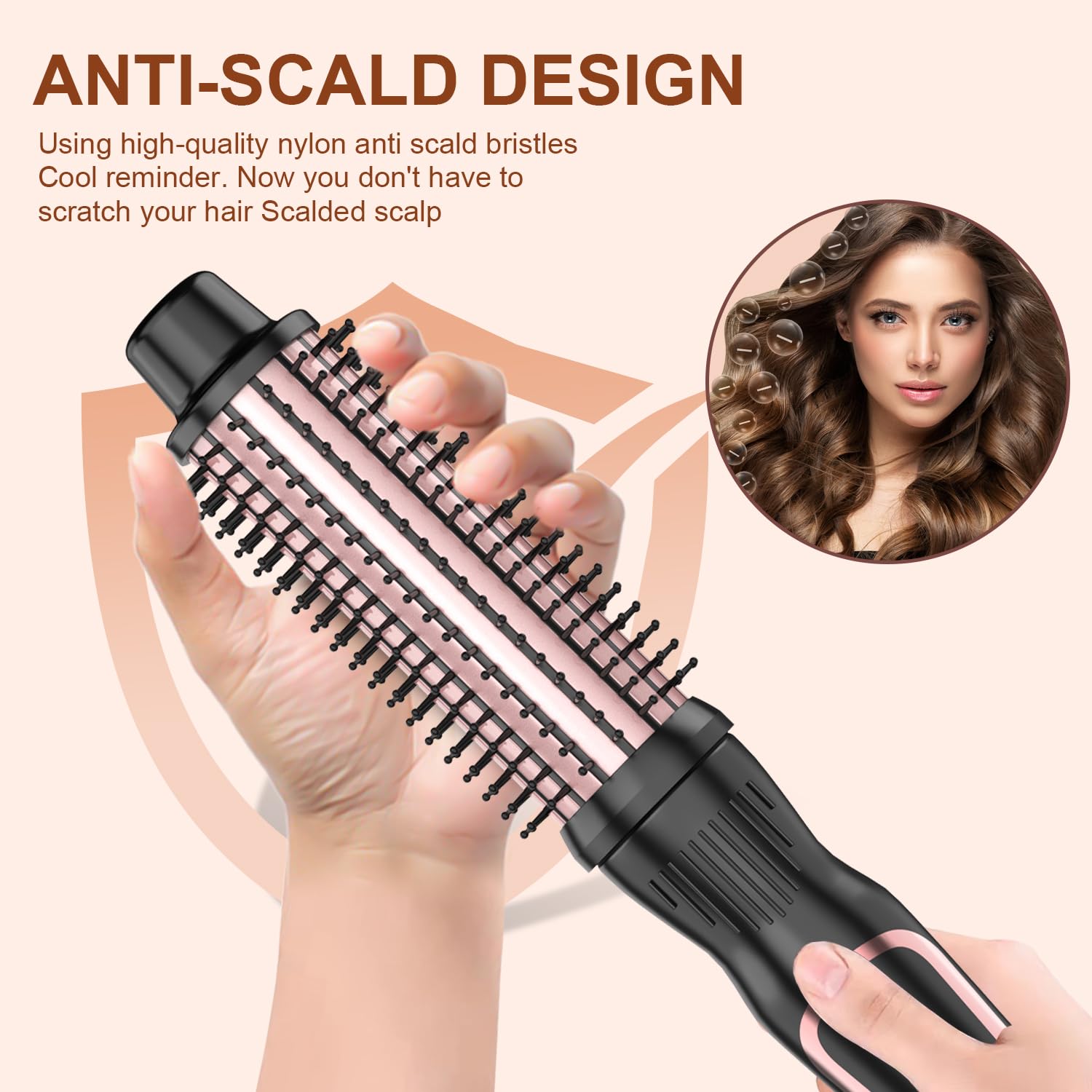 USHOW Thermal Brush with ionic technology reduces frizz and adds shine