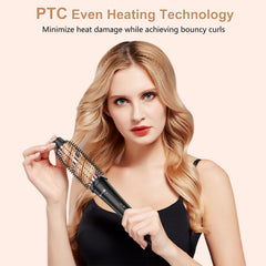 USHOW rose-gold handle on thermal brush for easy, stylish styling.