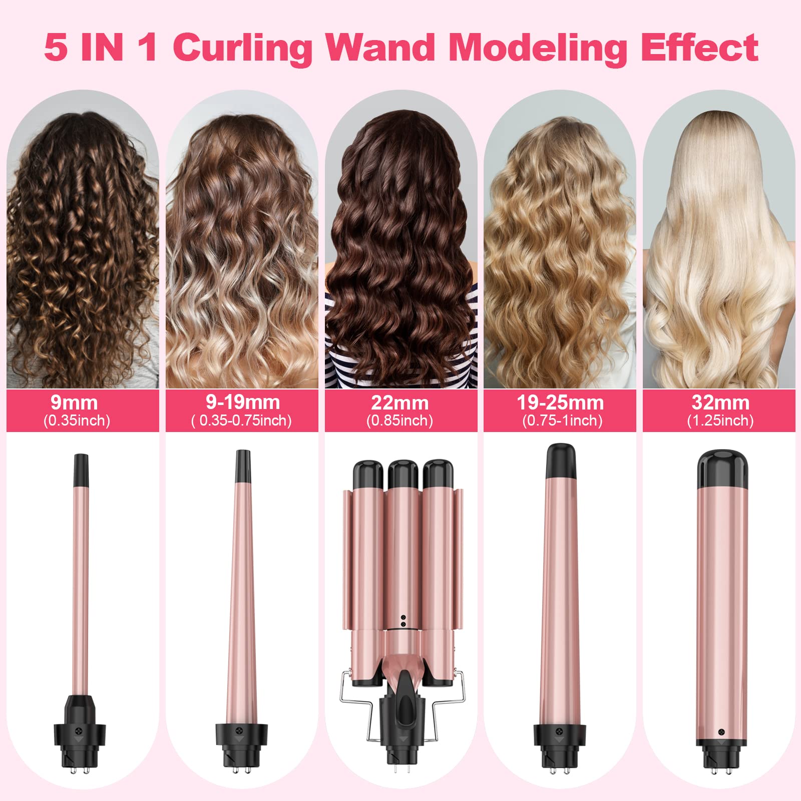 USHOW tourmaline ceramic-coated surface reduces frizz and adds shine during styling.