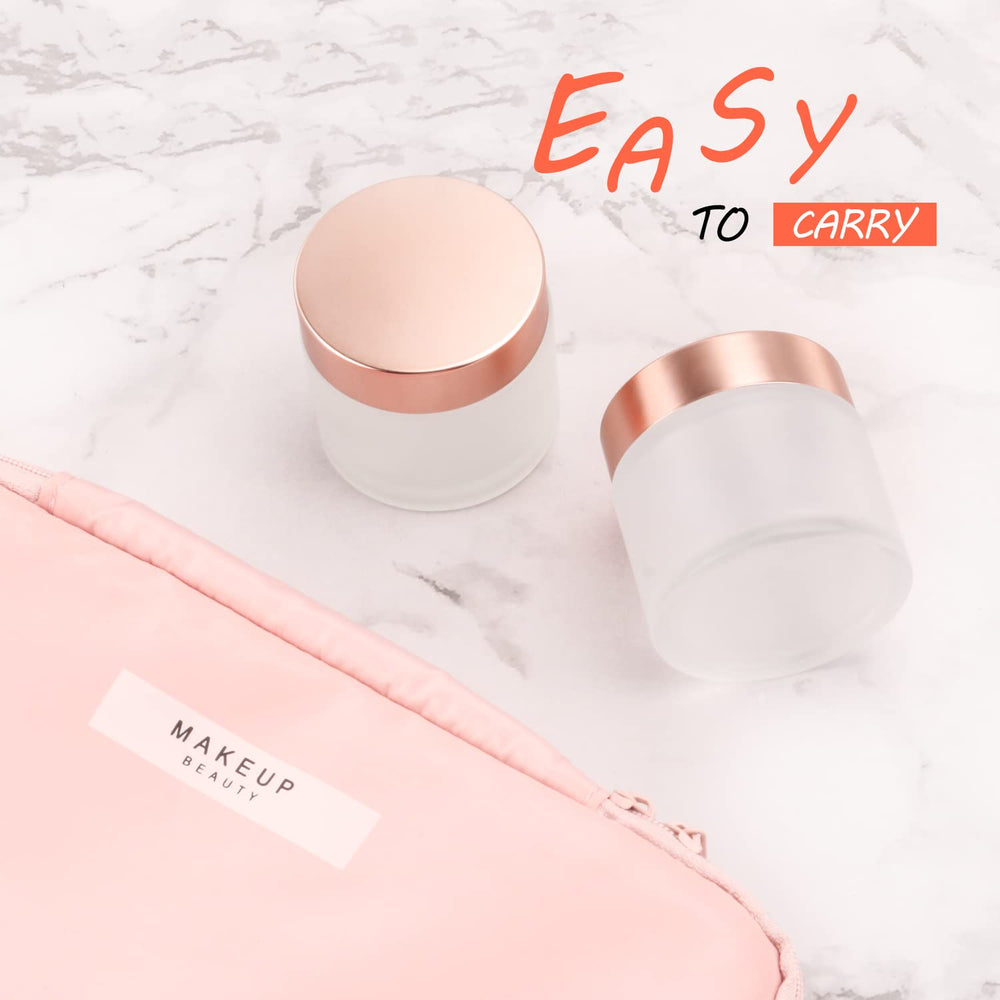 USRommaner rose gold lid jar closeup, elevates vanity storage with secure lid design.