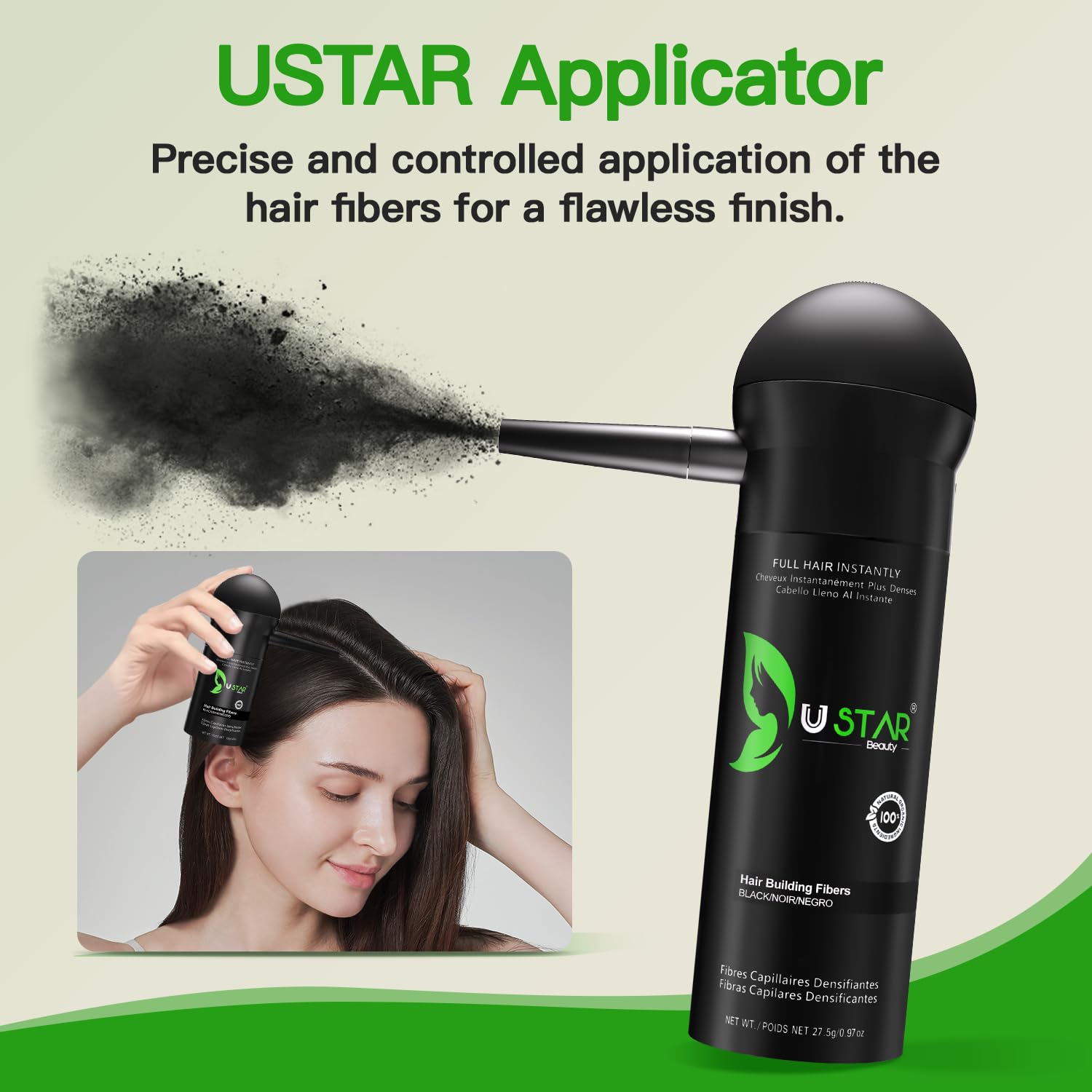 USTAR beard-fiber application blends seamlessly with facial hair