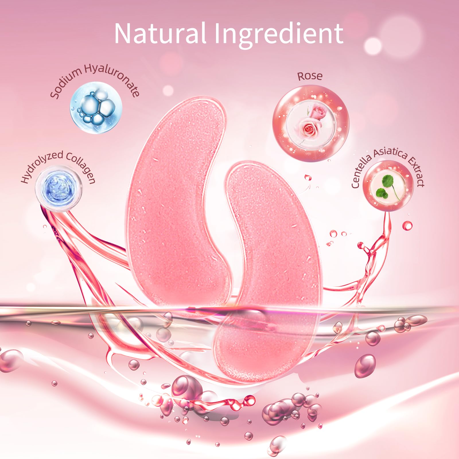 USTELIR rose eye patches close-up highlighting gel texture and rose-infused formula.