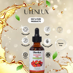 Utenlux Botana oil glass bottle highlights sustainable packaging preserving potency.