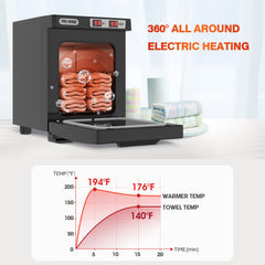 Diagram of Utenzi warmer capacity holding 6-10 facial towels in compact space.