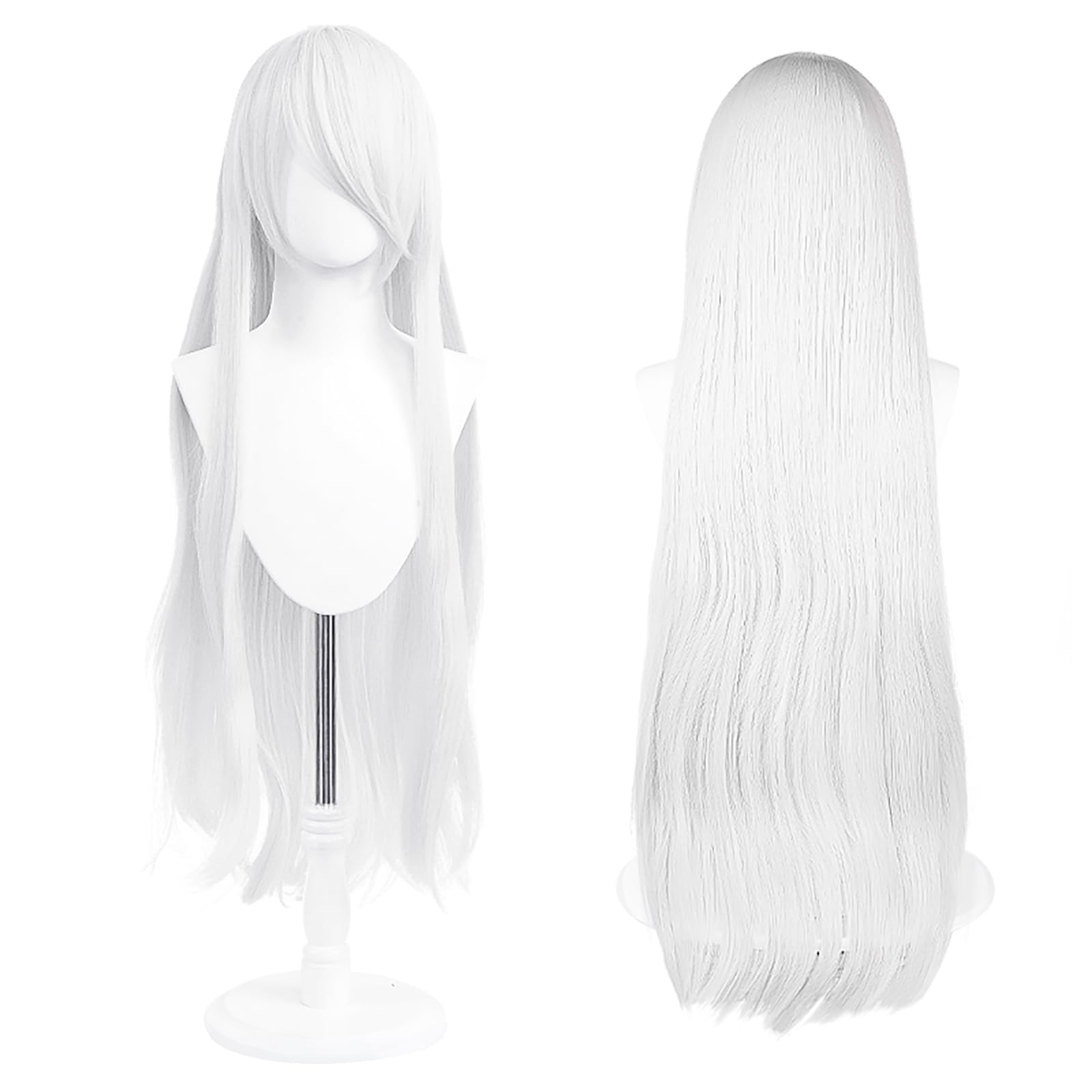 UTIEHD 100cm wig in silver white for versatile cosplay and daily wear.