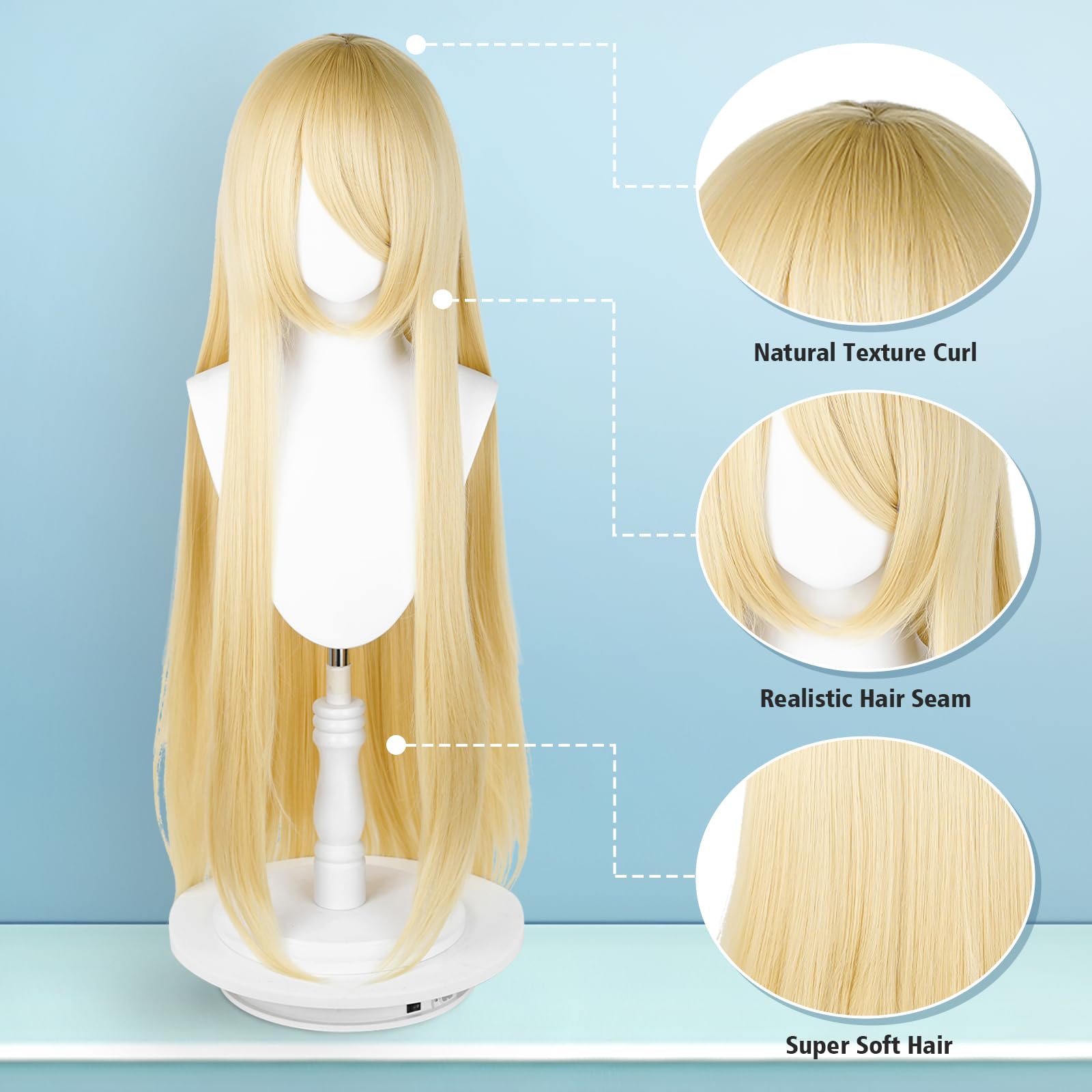 UTIEHD blonde synthetic fibers close-up highlights natural look and long-lasting comfort.