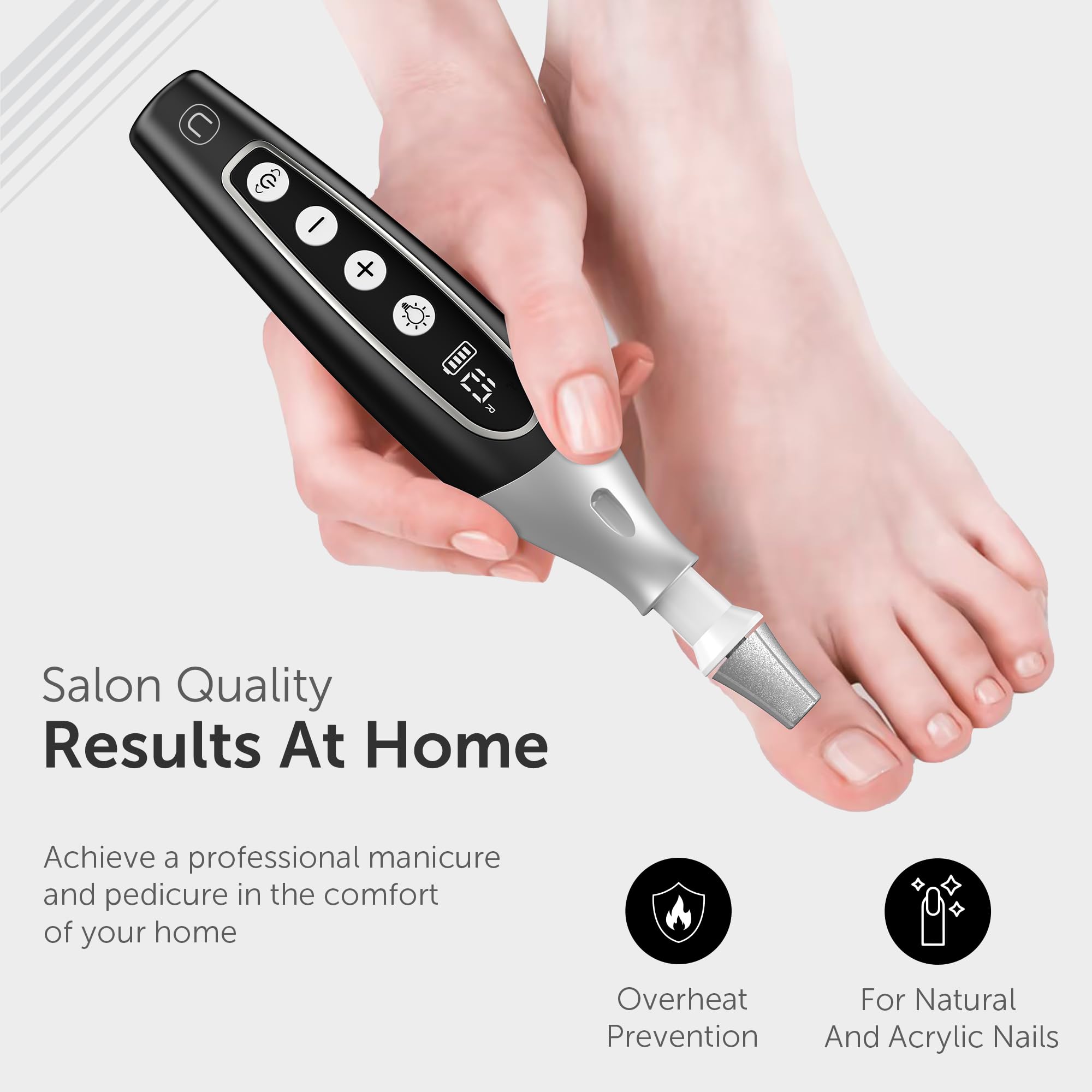 UTILYZE PediLux Pro offers 10 speeds for thick nails and detail work