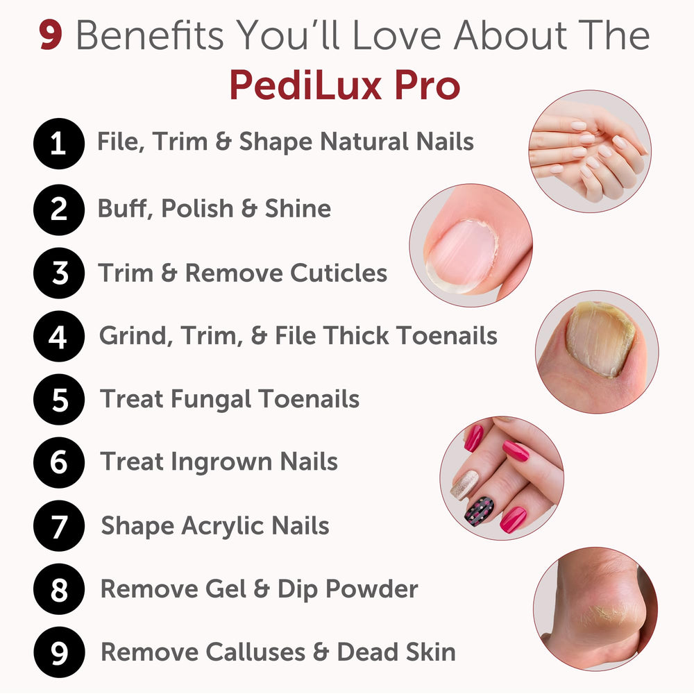 UTILYZE PediLux Pro 10-speed-settings enable tailored filing for nails and callus care.