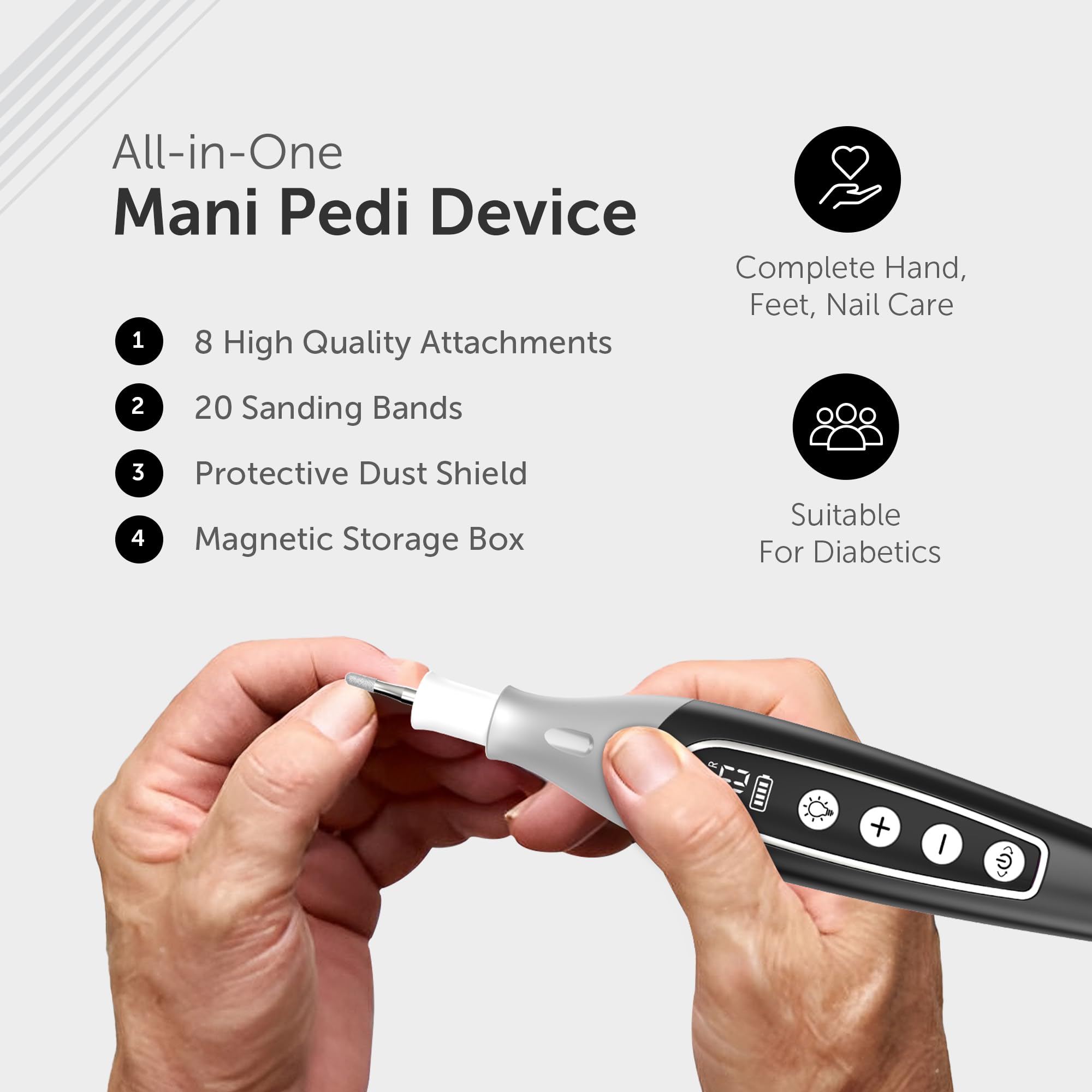 UTILYZE PediLux Pro LED light illuminates nails for accurate filing