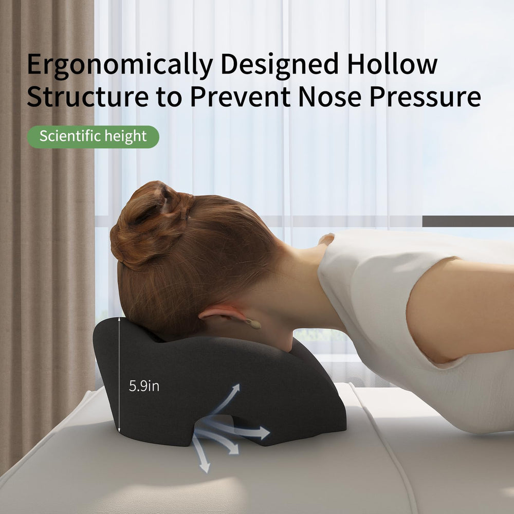 UTJZIB massage pillow face-down prone-use demonstrates neck support during comfortable restful poses.